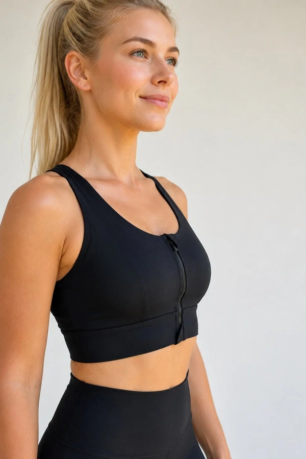 Černá sportovní podprsenka ZIPPER